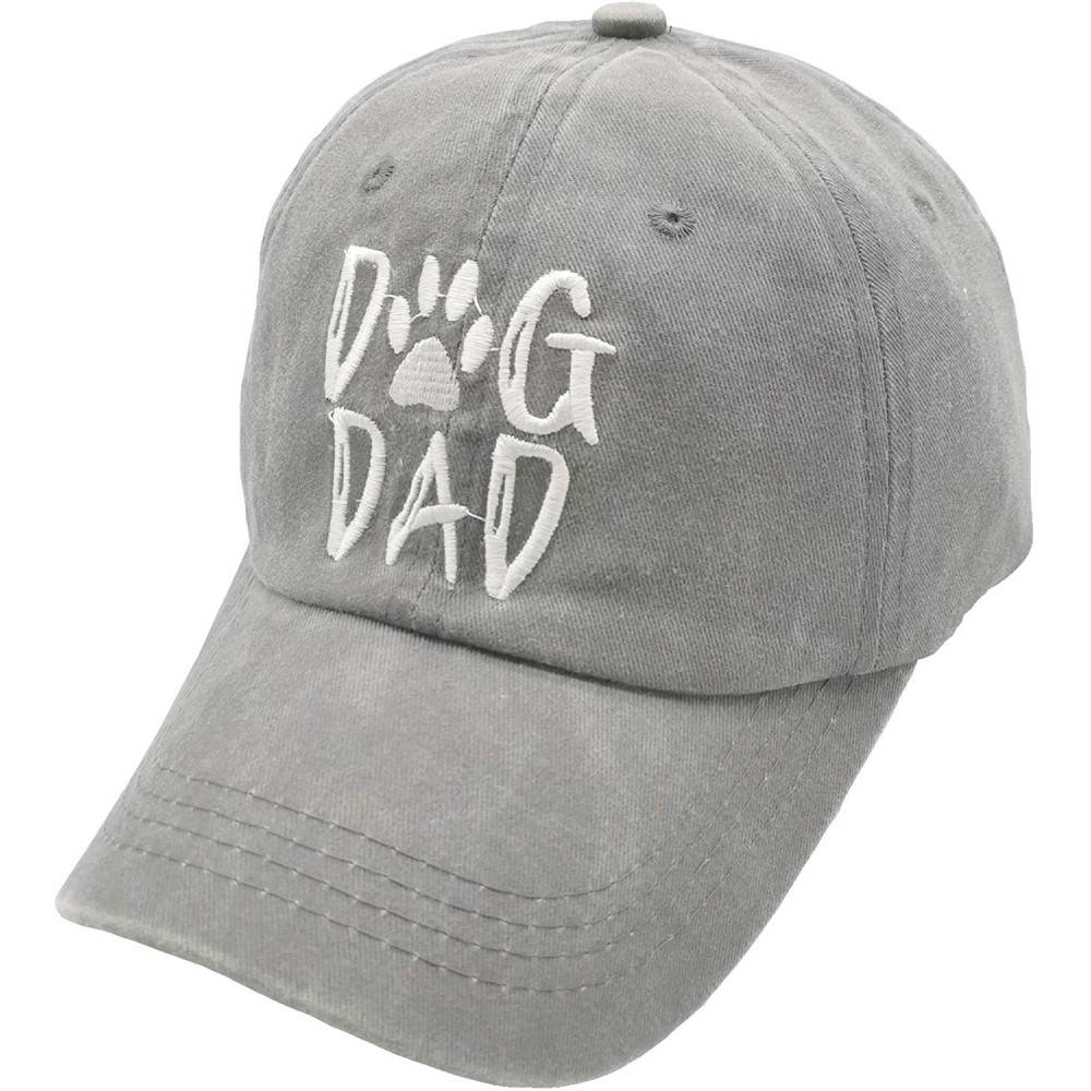 Baseball Caps Men's Dog Dad Embroidered Washed Adjustable Baseball Cap Dog Lover Hat - Dog Dad Embroidered - Gray - CJ18SWCOU...