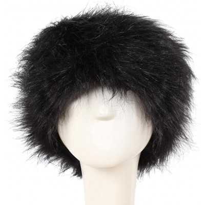 Baseball Caps Women Winter Faux Fur Hats Cossack Russian Style Hat for Ladies - Black - CX1888CZXY0 $8.57