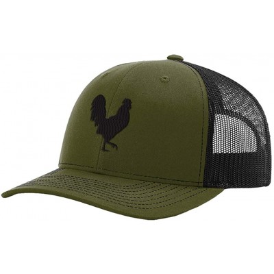 Baseball Caps Custom Baseball Cap Rooster Shadow Cock Silhouette Embroidery Polyester Mesh - Loden Black Design Only - CR18SR...