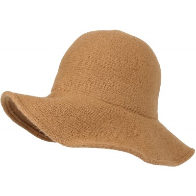 Fedoras Wool Winter Floppy Wide Brim Womens Bowler Fodora Hat DWB1103 - Brown - CB18KH6DEK3 $29.36