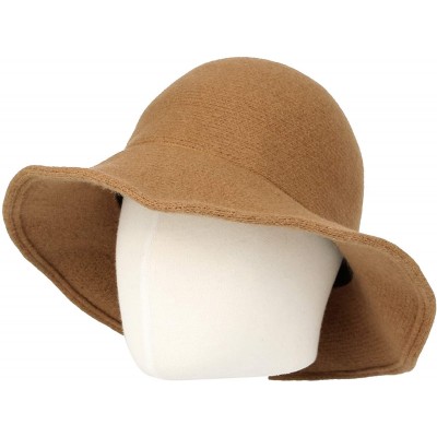 Fedoras Wool Winter Floppy Wide Brim Womens Bowler Fodora Hat DWB1103 - Brown - CB18KH6DEK3 $29.36