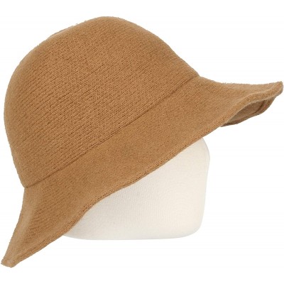 Fedoras Wool Winter Floppy Wide Brim Womens Bowler Fodora Hat DWB1103 - Brown - CB18KH6DEK3 $29.36