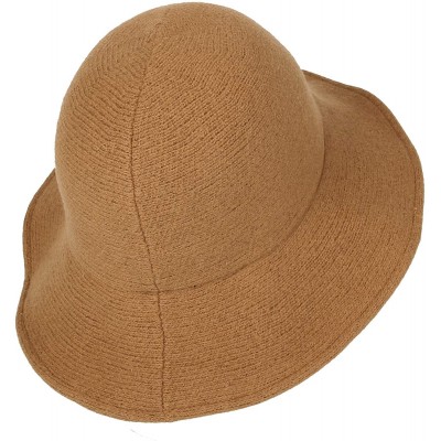 Fedoras Wool Winter Floppy Wide Brim Womens Bowler Fodora Hat DWB1103 - Brown - CB18KH6DEK3 $29.36