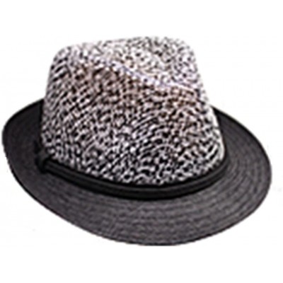 Fedoras Fedora Straw Hat for Mens Women Sun Beach Derby Panama Summer Hats w Brim Black to White - Black Gery - CK184XLACNZ $...