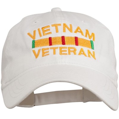 Baseball Caps Vietnam Veteran Embroidered Pigment Dyed Brass Buckle Cap - White - CM11P5I7EFX $25.80