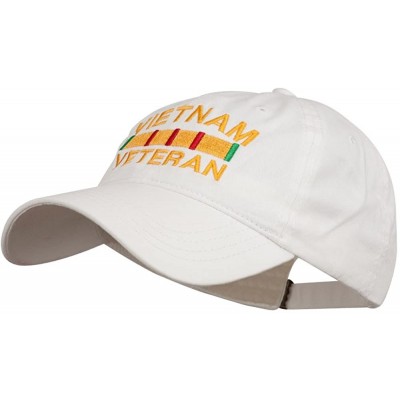 Baseball Caps Vietnam Veteran Embroidered Pigment Dyed Brass Buckle Cap - White - CM11P5I7EFX $25.80