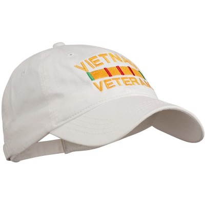 Baseball Caps Vietnam Veteran Embroidered Pigment Dyed Brass Buckle Cap - White - CM11P5I7EFX $25.80