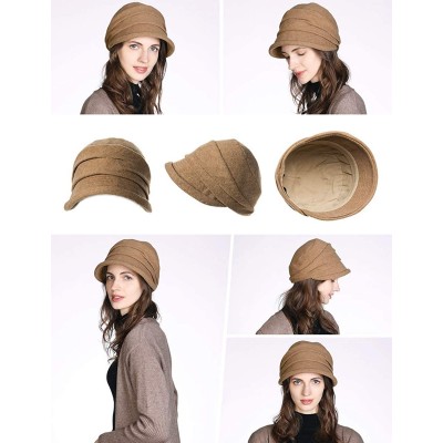 Newsboy Caps 2019 New Womens Visor Beret Newsboy Hat Cap for Ladies Merino Wool - 00757_khaki - CC12F86M7ET $15.92