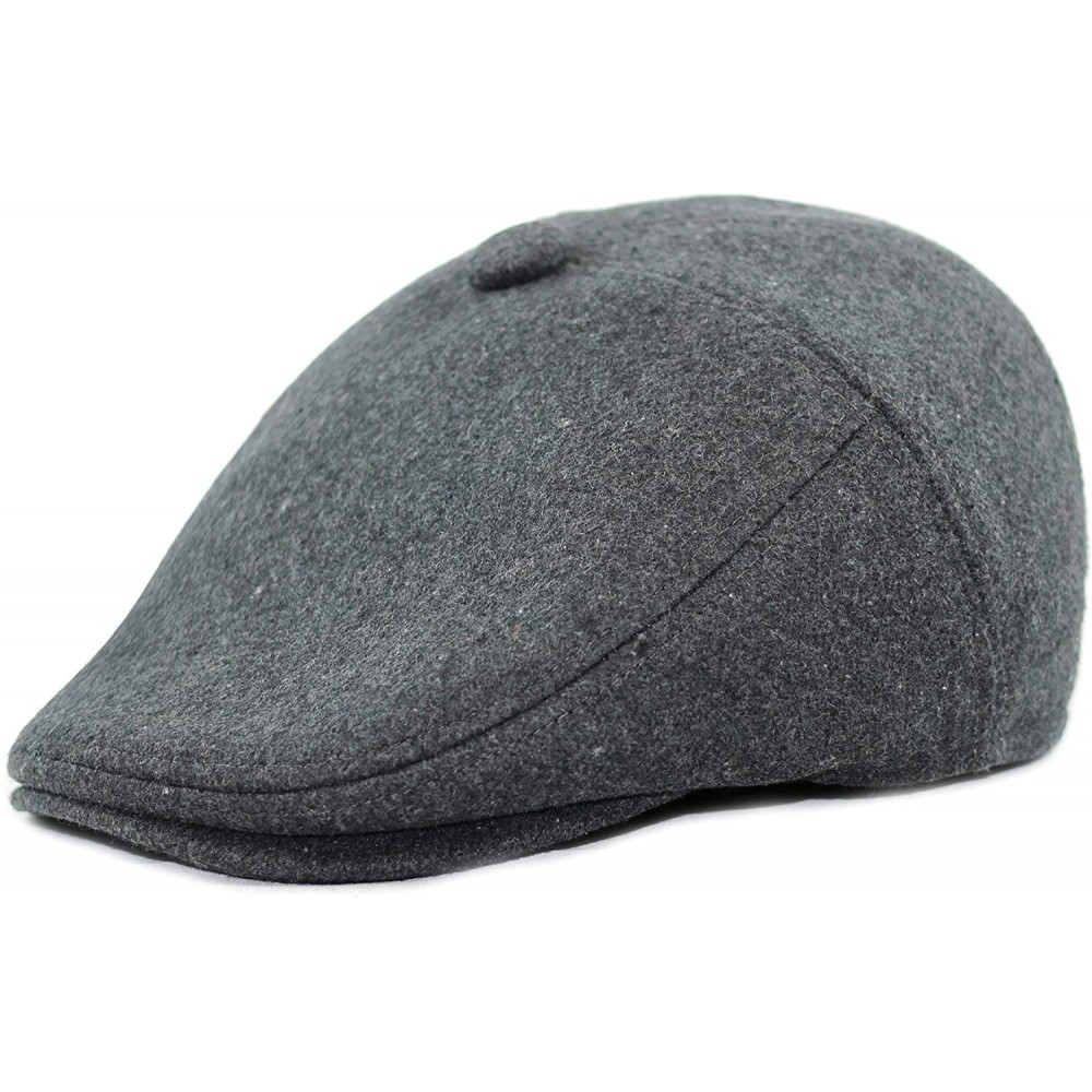 Newsboy Caps Melton Wool Newsboy Irish Cabbie Ivy Hat - Dark Grey - CI125MQ6P7P $11.36