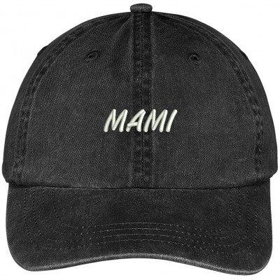 Baseball Caps Mami Embroidered Washed Cotton Adjustable Cap - Black - CA12IFNS40D $21.83