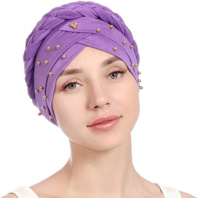 Skullies & Beanies Women Braid Head Wrap Long Hair Scarf Turban Pre-tie Headwear Chemo Hats - Royal - CE18WD95HWI $11.26