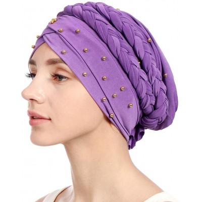 Skullies & Beanies Women Braid Head Wrap Long Hair Scarf Turban Pre-tie Headwear Chemo Hats - Royal - CE18WD95HWI $11.26