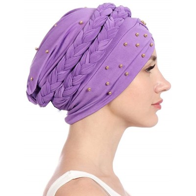 Skullies & Beanies Women Braid Head Wrap Long Hair Scarf Turban Pre-tie Headwear Chemo Hats - Royal - CE18WD95HWI $11.26