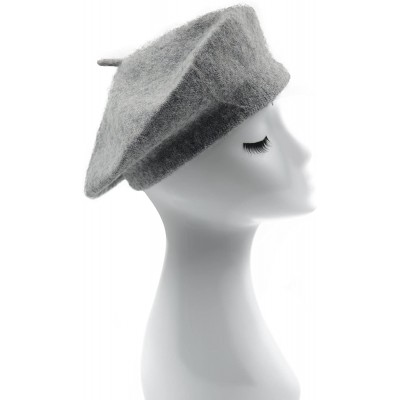 Berets Womens Classic Solid Color Knitted Wool French Beret - Gray - C1187NKKUS2 $10.22