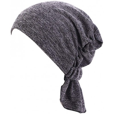 Skullies & Beanies Ruffle Chemo Turban Cancer Headband Scarf Slouchy Beanie Cap Muslim Scarf Headwear for Cancer - A-deepgrey...