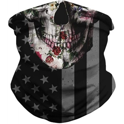 Balaclavas Face Mask Seamless Rave Bandana Dust Wind UV Protection Neck Gaiter Mask Headwear - Flag Skull - C31982G7I0O $12.10