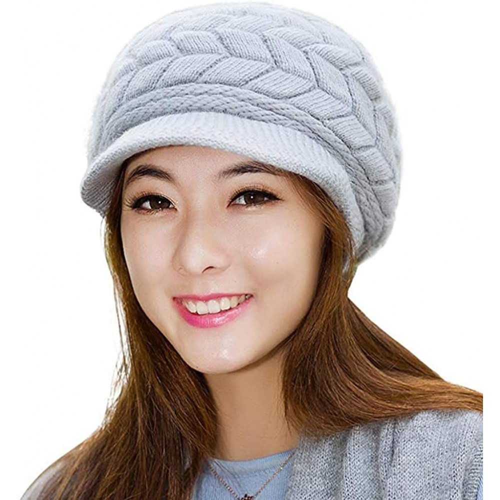 Skullies & Beanies Womens Winter Hat Girls Warm Outdoor Wool Knit Crochet Snow Cap - Grey - CQ11OUQ1P33 $8.78