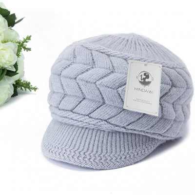 Skullies & Beanies Womens Winter Hat Girls Warm Outdoor Wool Knit Crochet Snow Cap - Grey - CQ11OUQ1P33 $8.78