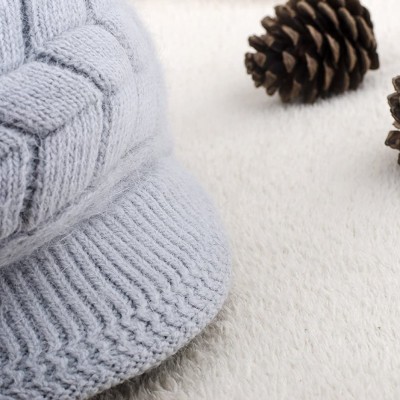 Skullies & Beanies Womens Winter Hat Girls Warm Outdoor Wool Knit Crochet Snow Cap - Grey - CQ11OUQ1P33 $8.78