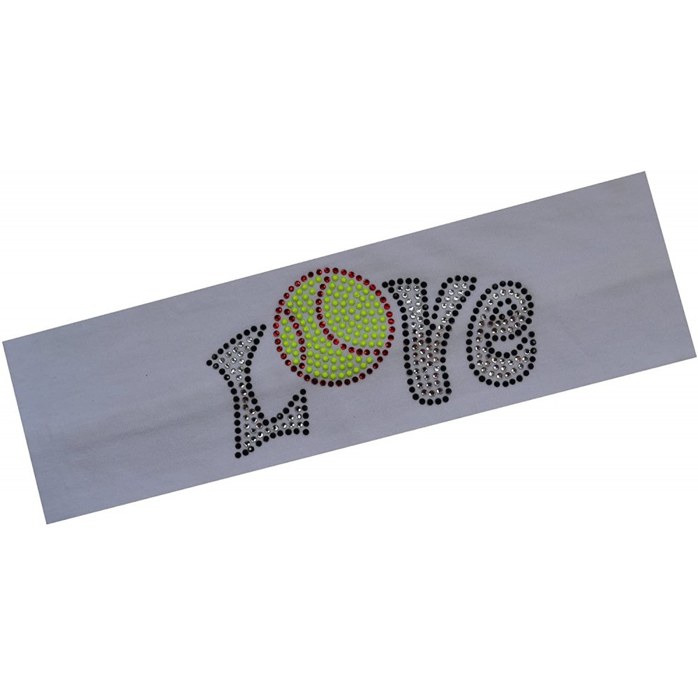 Headbands Softball Team Gift Love Softball Rhinestone Cotton Stretch Headband for Girls Teens and Adults - White - CC11TL64Y5...