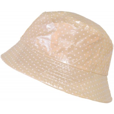 Rain Hats Waterproof Vinyl Bucket Rain Hat - 07- Beige Dot - C8196C2ZM6U $19.49