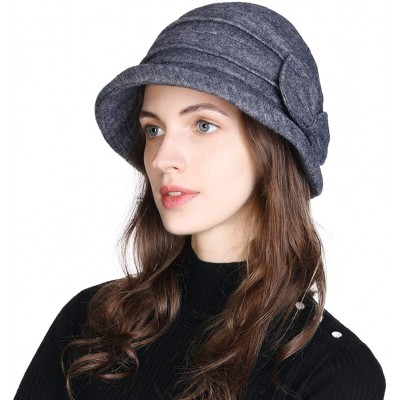 Bucket Hats Womens Wool Blend Winter Bucket 1920s Vintage Derby Hat Fedora Round Fall Bowler 55-59cm - 00769-grey - CV18ZCST6...