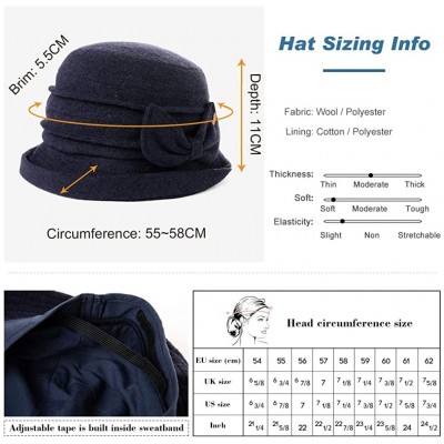 Bucket Hats Womens Wool Blend Winter Bucket 1920s Vintage Derby Hat Fedora Round Fall Bowler 55-59cm - 00769-grey - CV18ZCST6...