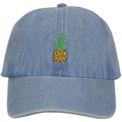 Baseball Caps Pineapple Embroidery Dad Hat Baseball Cap Polo Style Unconstructed - Lt. Blue Denim - CH184WSNWEC $12.40