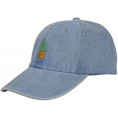 Baseball Caps Pineapple Embroidery Dad Hat Baseball Cap Polo Style Unconstructed - Lt. Blue Denim - CH184WSNWEC $12.40