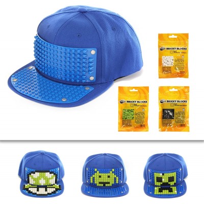 Baseball Caps Bricky Blocks Video Game Snapback Kit Blue - CL184XMM0K7 $14.47