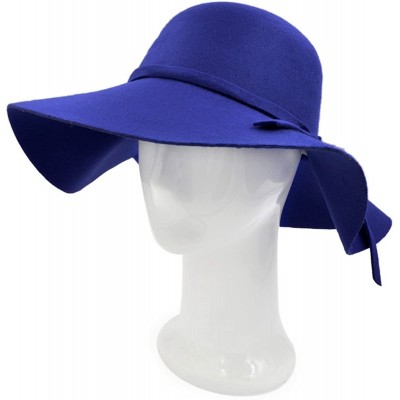 Sun Hats Women's Premium Felt Wide Brim Floppy Hat - Blue - C1186I5TYH0 $8.69
