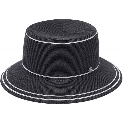 Sun Hats Bella Bucket Sun Hat Beach Fine Straw Braid UPF50+ for Women Men - Black - C51932UT06W $27.65