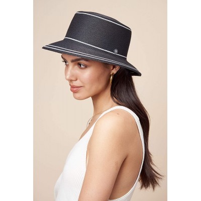 Sun Hats Bella Bucket Sun Hat Beach Fine Straw Braid UPF50+ for Women Men - Black - C51932UT06W $27.65