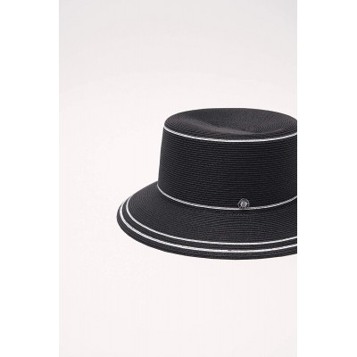 Sun Hats Bella Bucket Sun Hat Beach Fine Straw Braid UPF50+ for Women Men - Black - C51932UT06W $27.65