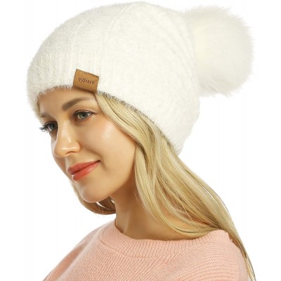 Skullies & Beanies Womens Slouchy Chenille Detachable - Ivory-a - CG18WXH4ZK4 $8.67