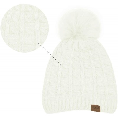 Skullies & Beanies Womens Slouchy Chenille Detachable - Ivory-a - CG18WXH4ZK4 $8.67