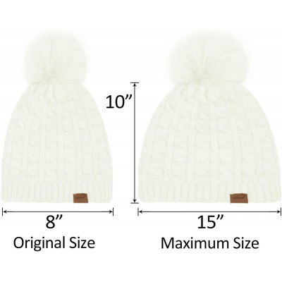 Skullies & Beanies Womens Slouchy Chenille Detachable - Ivory-a - CG18WXH4ZK4 $8.67