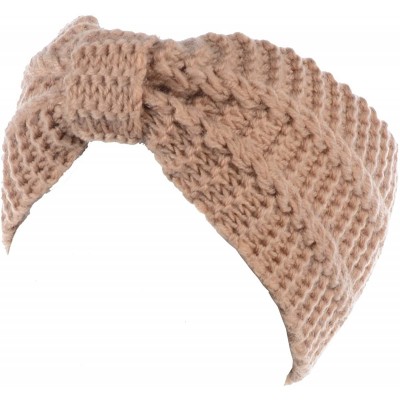 Cold Weather Headbands Womens Winter Chic Turban Bowknot/Floral Crochet Knit Headband Ear Warmer - Beige - C5185C7CSML $21.57