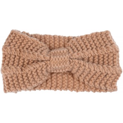 Cold Weather Headbands Womens Winter Chic Turban Bowknot/Floral Crochet Knit Headband Ear Warmer - Beige - C5185C7CSML $10.41
