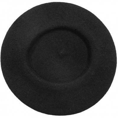 Berets Women Men Wool French Beret Solid Color Warm Beanie Hat Artist Painter Fancy Dress Costumes - Black - CQ12O6POKTG $7.63