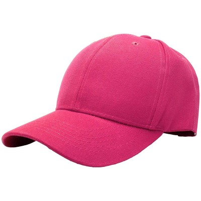 Baseball Caps Wholesale 12-Pack Baseball Cap Adjustable Size Plain Blank Solid Color - Hot Pink - CX1965E7SW5 $19.46