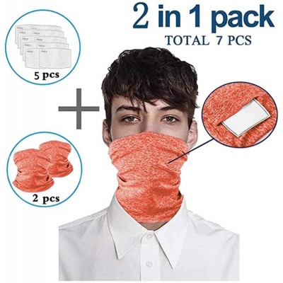 Balaclavas Face Cover Carbon Filter Bandanas Neck Gaiter Headbands Workout Sports Scarf 2-Pack - Orange - CQ1987WLQ2U $23.72