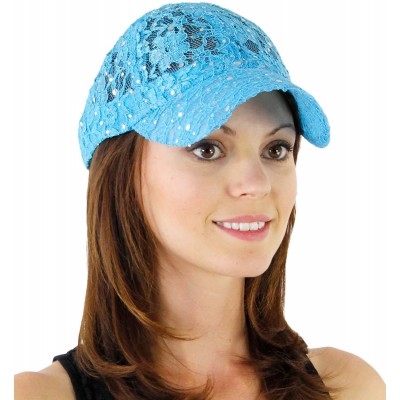 Baseball Caps Women's Lace Glitter Sequin Baseball Hat Cap - Turquoise - CC110CS9WFB $11.44