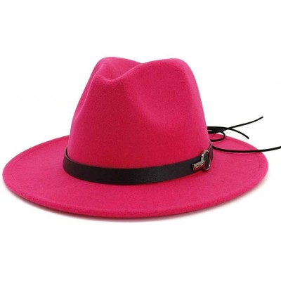 Bucket Hats Wide Brim Vintage Jazz Hat Women Men Belt Buckle Fedora Hat Autumn Winter Casual Elegant Straw Dress Hat - C218WY...