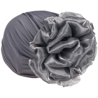 Skullies & Beanies Women Big Flower Turban Hat Head wrap Headwear Cancer Chemo Beanie Cap Hair Loss Cover - Gray - CB18UAZAUN...