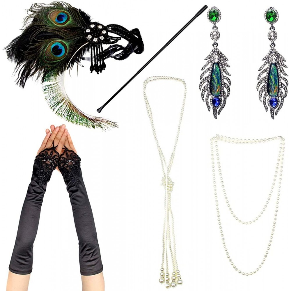 Headbands 1920s Accessories Themed Costume Mardi Gras Party Prop additions to Flapper Dress - Set 14 - CY18IHCZZCC $19.42