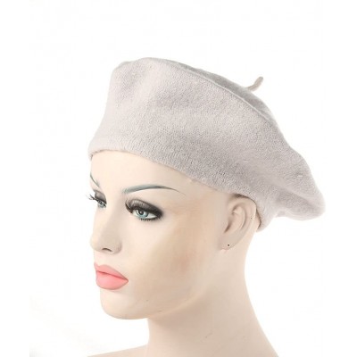 Skullies & Beanies Girl Solid Color Warm Winter Beret French artist Beanie Hat Ski Cap - Grey - CY1896L35OM $18.54