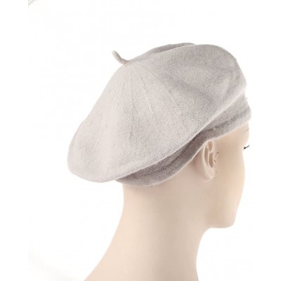 Skullies & Beanies Girl Solid Color Warm Winter Beret French artist Beanie Hat Ski Cap - Grey - CY1896L35OM $18.54