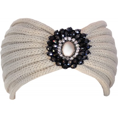 Cold Weather Headbands Crochet Jewel Winter Headband Ear Warmer - Wide Ivory - C512O52EN9N $19.67