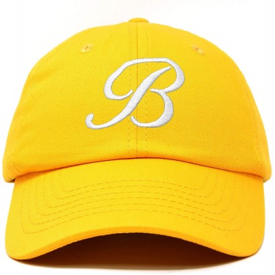 Baseball Caps Initial Hat Letter B Womens Baseball Cap Monogram Cursive Embroidered - Gold - CF18TRL06NR $11.19